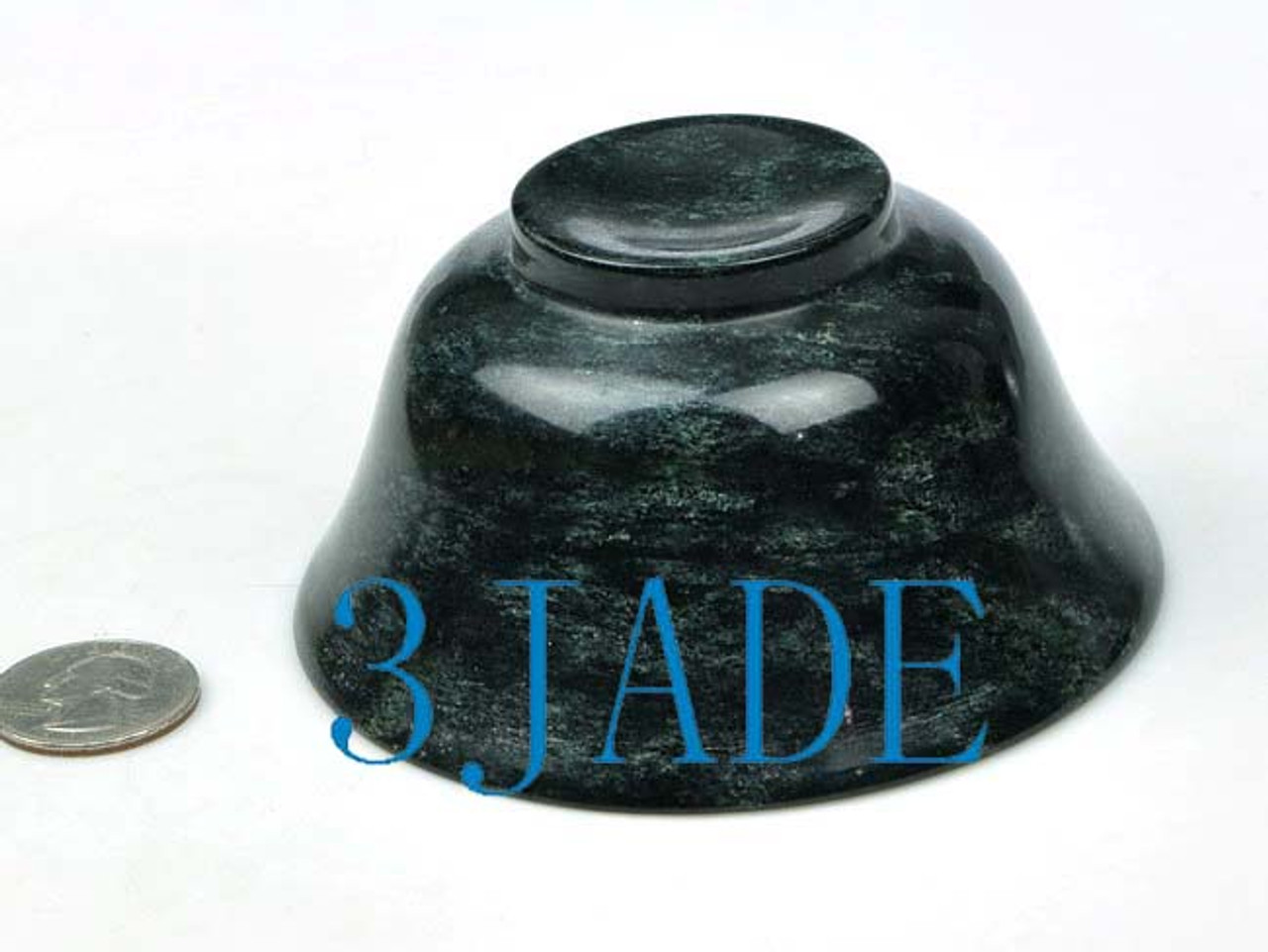 Hand Carved Natural Black Green Jade / Serpentine Stone Bowl -N002042