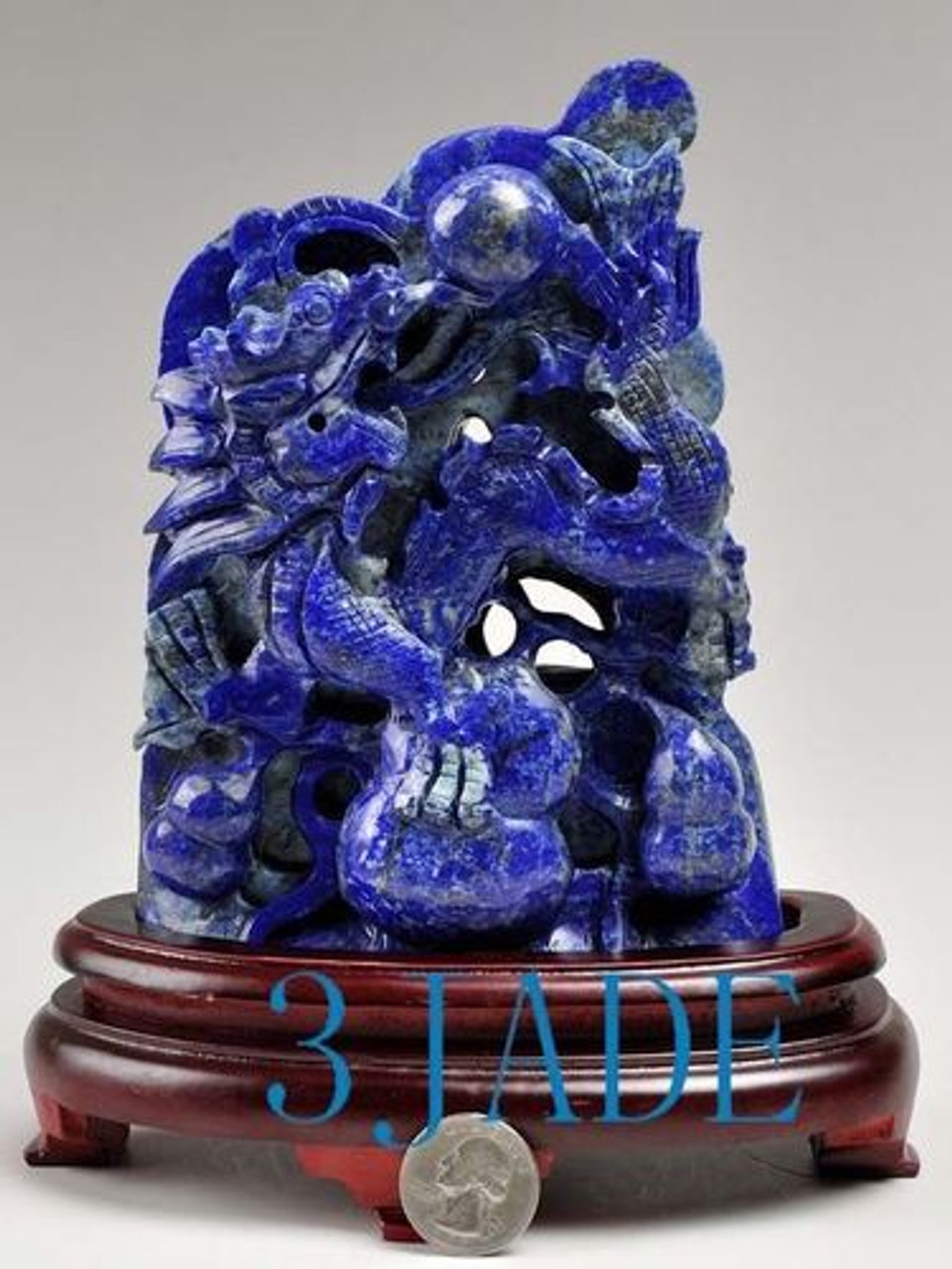 Natural Lapis Lazuli Gemstone Carving Sculpture: Dragon Statue / Chinese Art