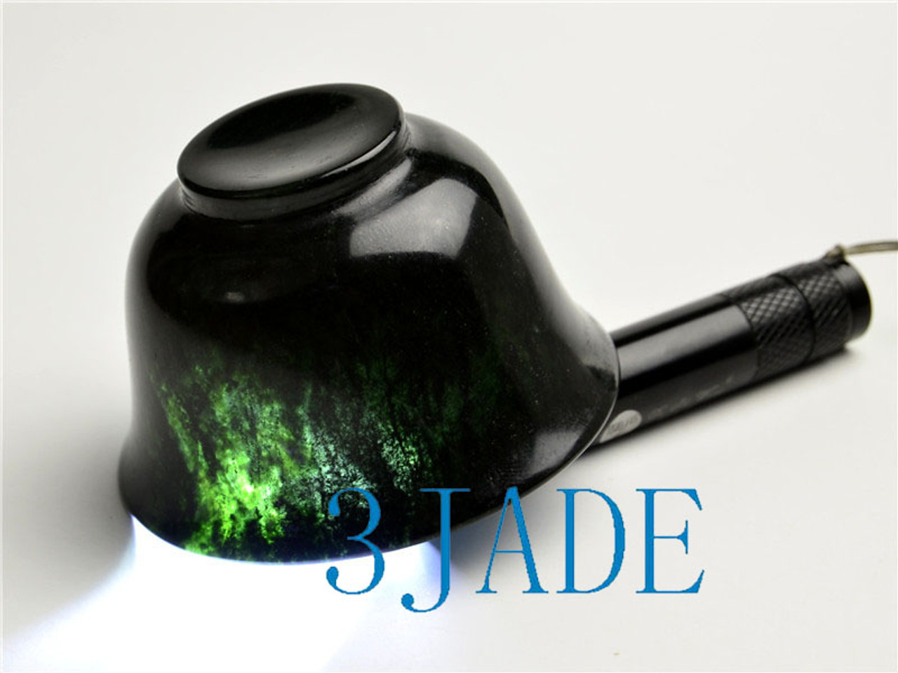 2pcs Natural Serpentine /Black Green Jade 2 3/4"Bowl GaiWan Set
