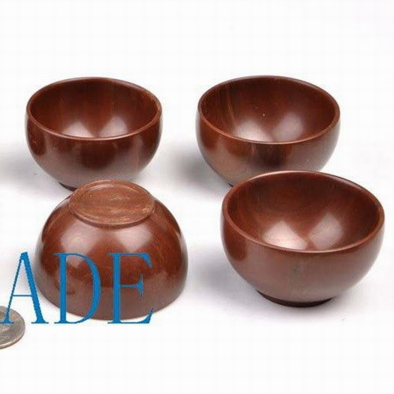 4pcs 2 1/16" Hand Carved Natural Muyu Stone Bowls/Cups