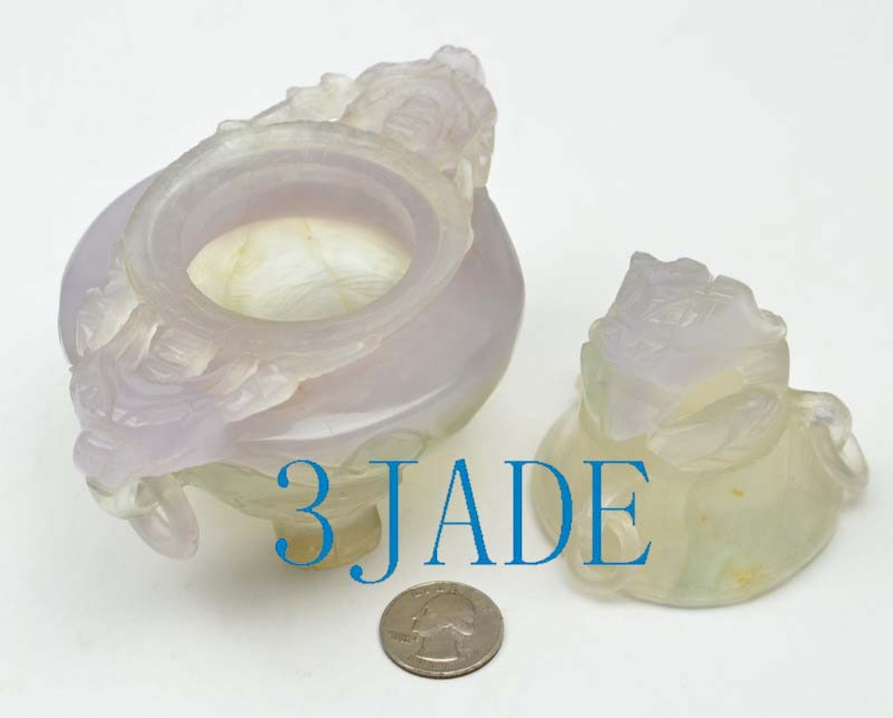 Natural Fluorite Crystal Censer Statue / Chinese Art / Carving