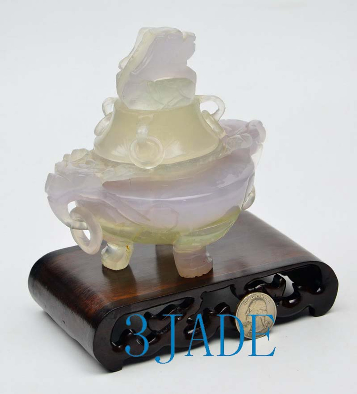 Natural Fluorite Crystal Censer Statue / Chinese Art / Carving