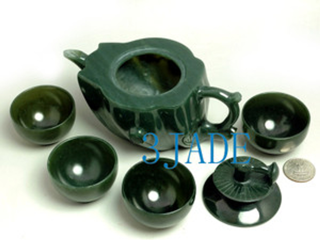 6" Natural Nephrite Jade Teasets / Tea Sets, Carving / Sculpture