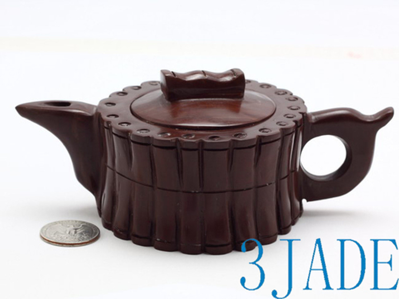 6" Hand Carved Natural Muyu Stone Teapot / Tea Pot