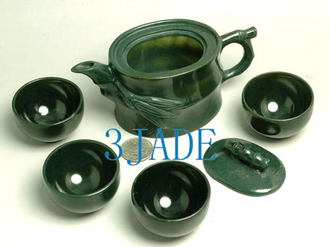 6pcs Natural Nephrite Jade Hand Carved Teasets / Tea Sets