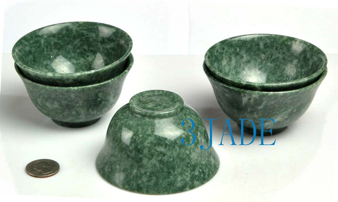 Hand Carved Natural Green YU / Stone Bowl -N007013