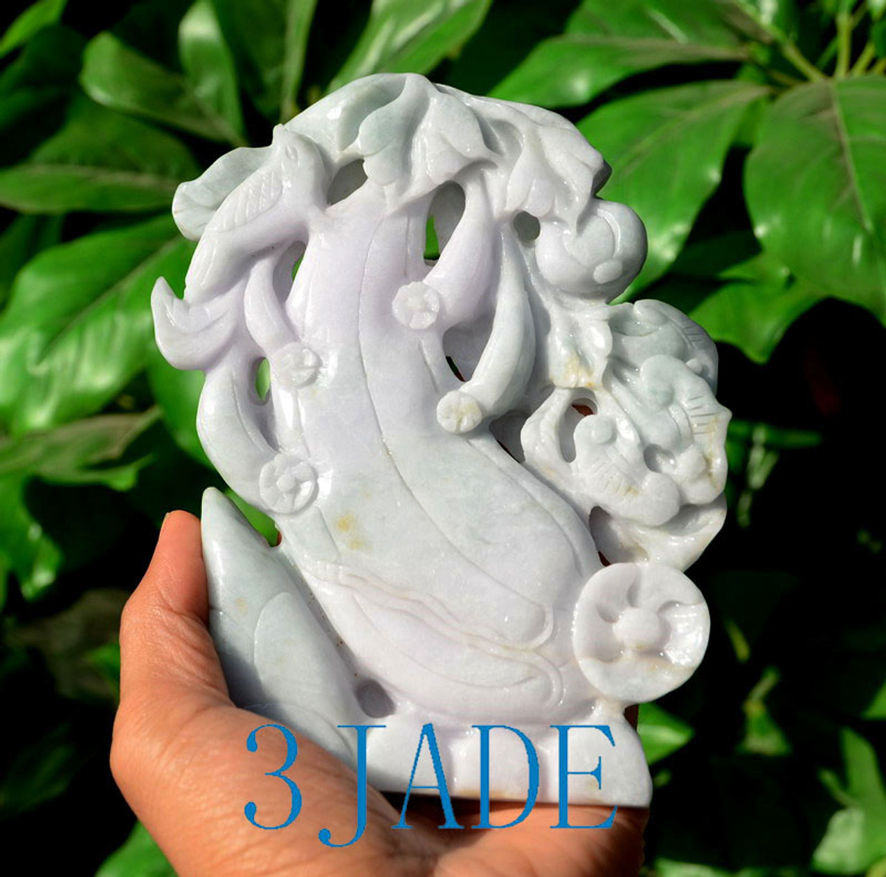 A Grade Jadeite Jade Towel Gourd Carving FengShui Statue