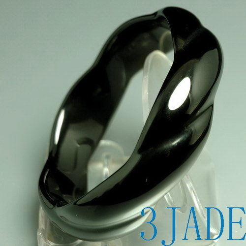 58mm Hand Carved Black Onyx Bangle Bracelet