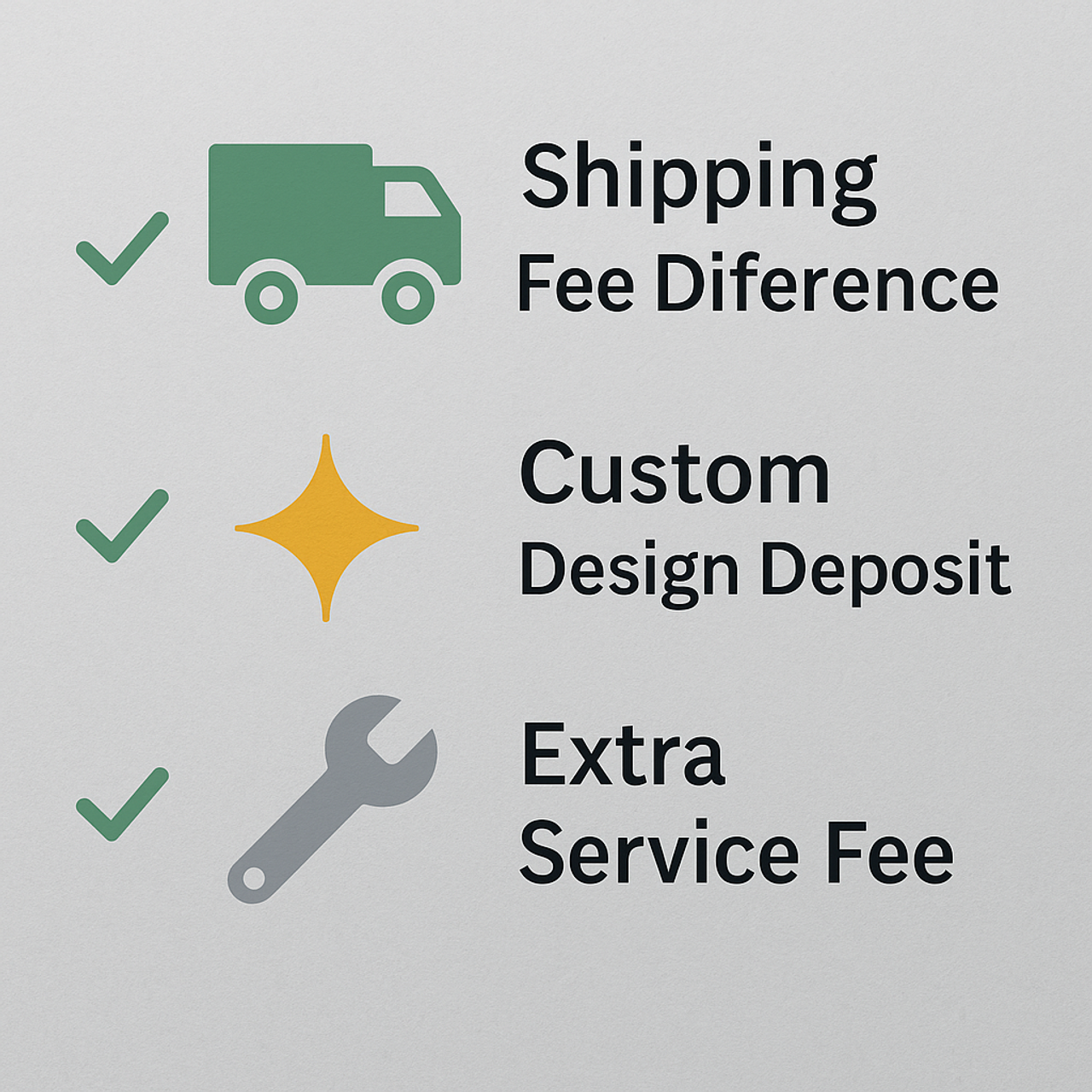 Fee Adjustment – Shipping Fee, Price Difference, Custom Deposit, or Service Charge