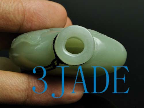 Carved Natural Hetian Nephrite Jade Lotus Koi Fish Snuff Bottle, w/ certificate -N009099