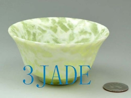 3 7/8" Hand Carved Natural Cloudy Xiu Jade / Serpentine Bowl / Cup -N011013