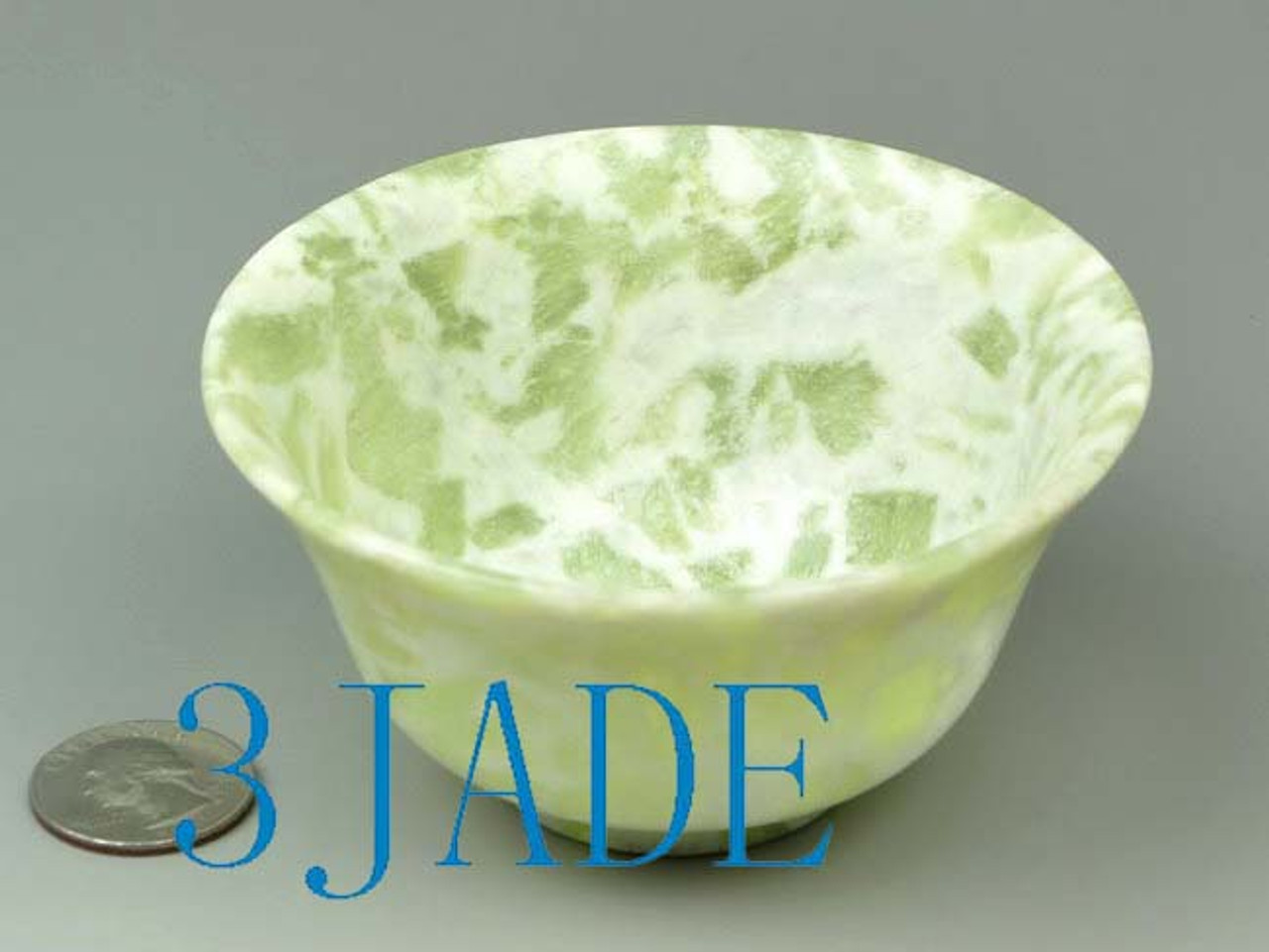 3 7/8" Hand Carved Natural Cloudy Xiu Jade / Serpentine Bowl / Cup -N011013