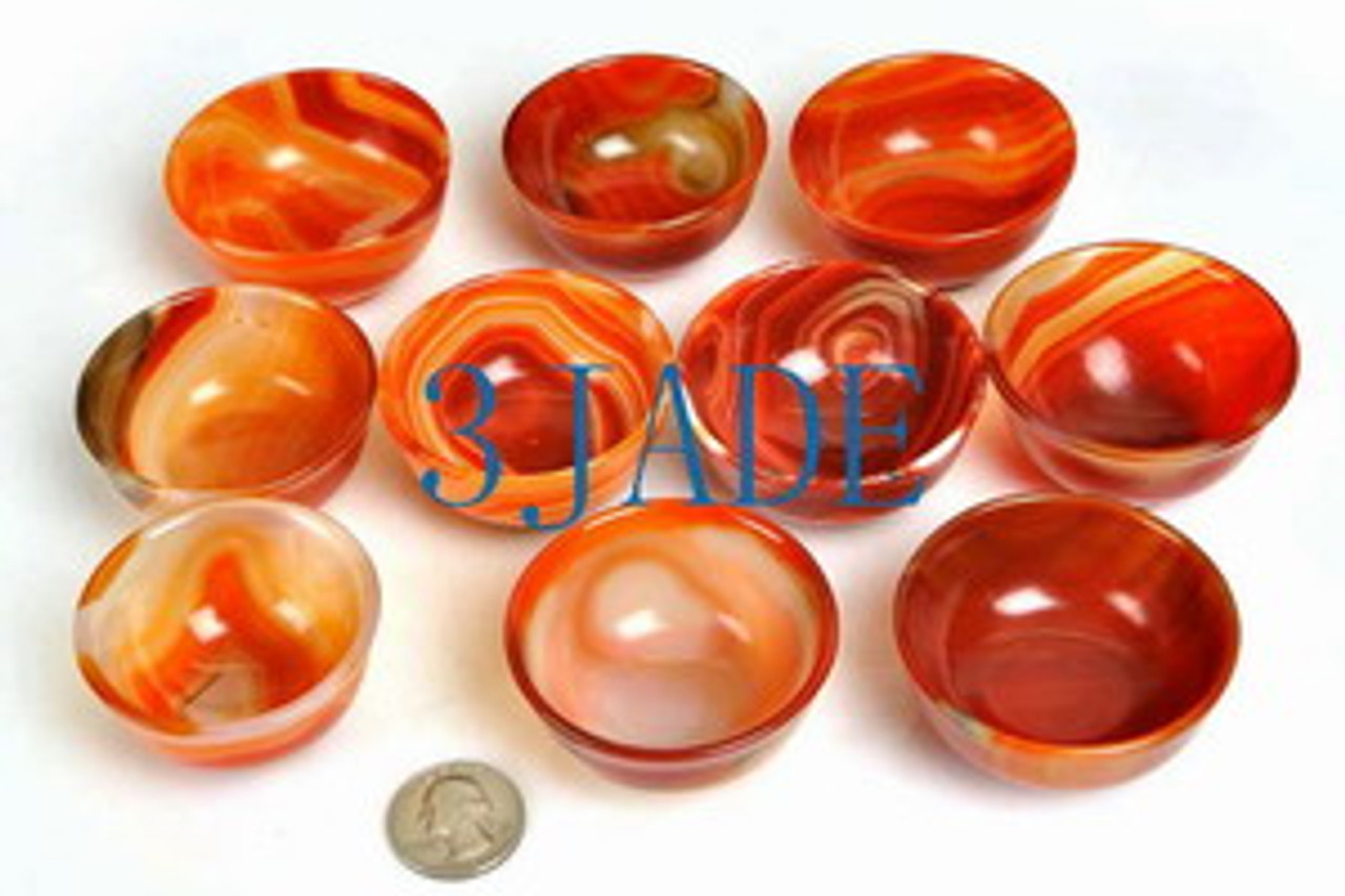 10PCS  Hand Carved Carnelian / Red Agate Cups / Bowls N013162