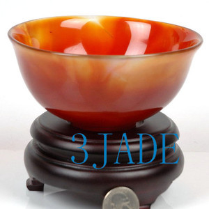 5 1/4" Hand Carved Carnelian / Red Agate Bowl -N013074