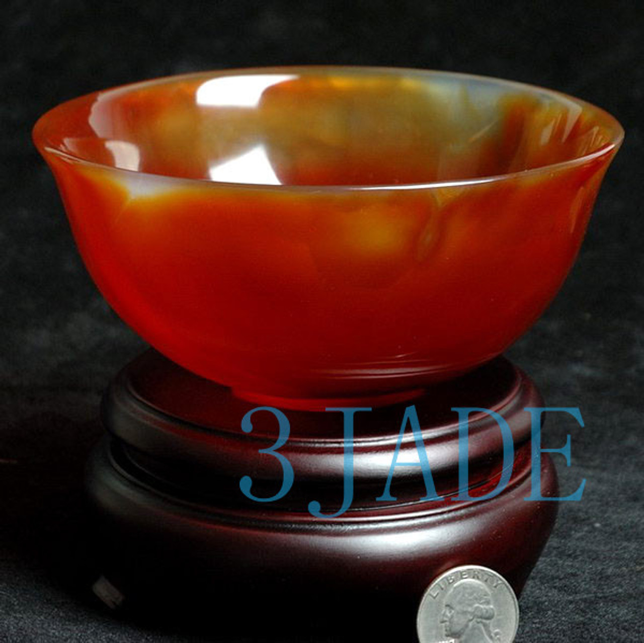 5 1/4" Hand Carved Carnelian / Red Agate Bowl -N013074