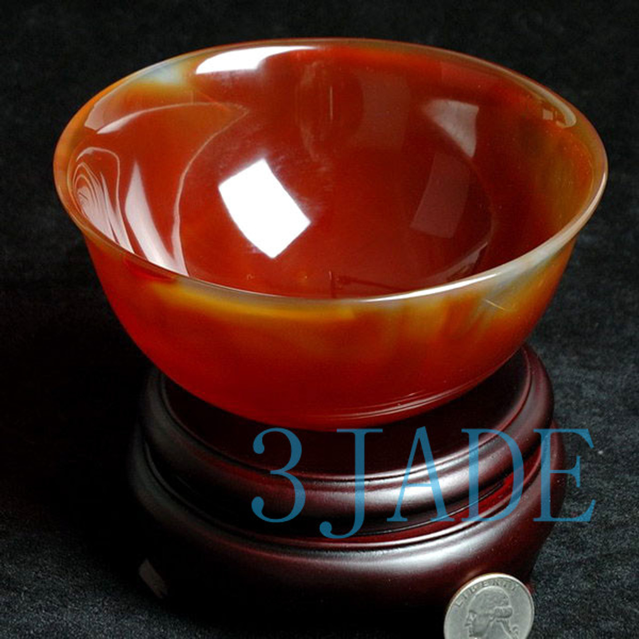 5 1/4" Hand Carved Carnelian / Red Agate Bowl -N013074