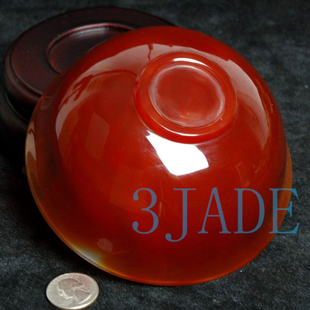 5 1/4" Hand Carved Carnelian / Red Agate Bowl -N013074