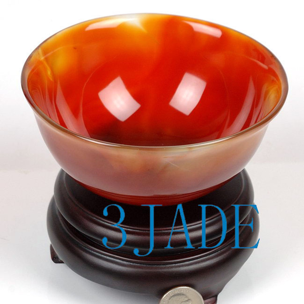 5 1/4" Hand Carved Carnelian / Red Agate Bowl -N013074