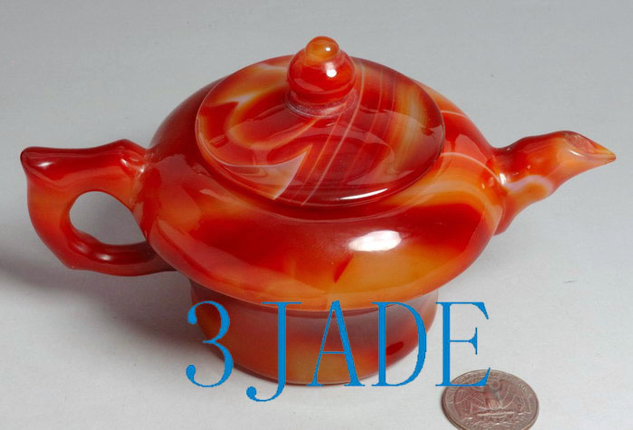 Red Agate Teapot Statue