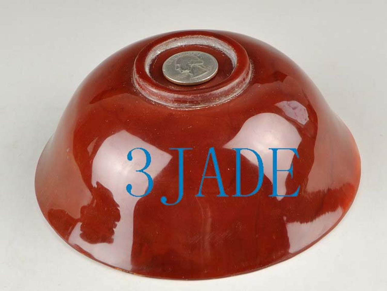 5 3/4" Hand Carved Carnelian / Red Agate Bowl -N013192