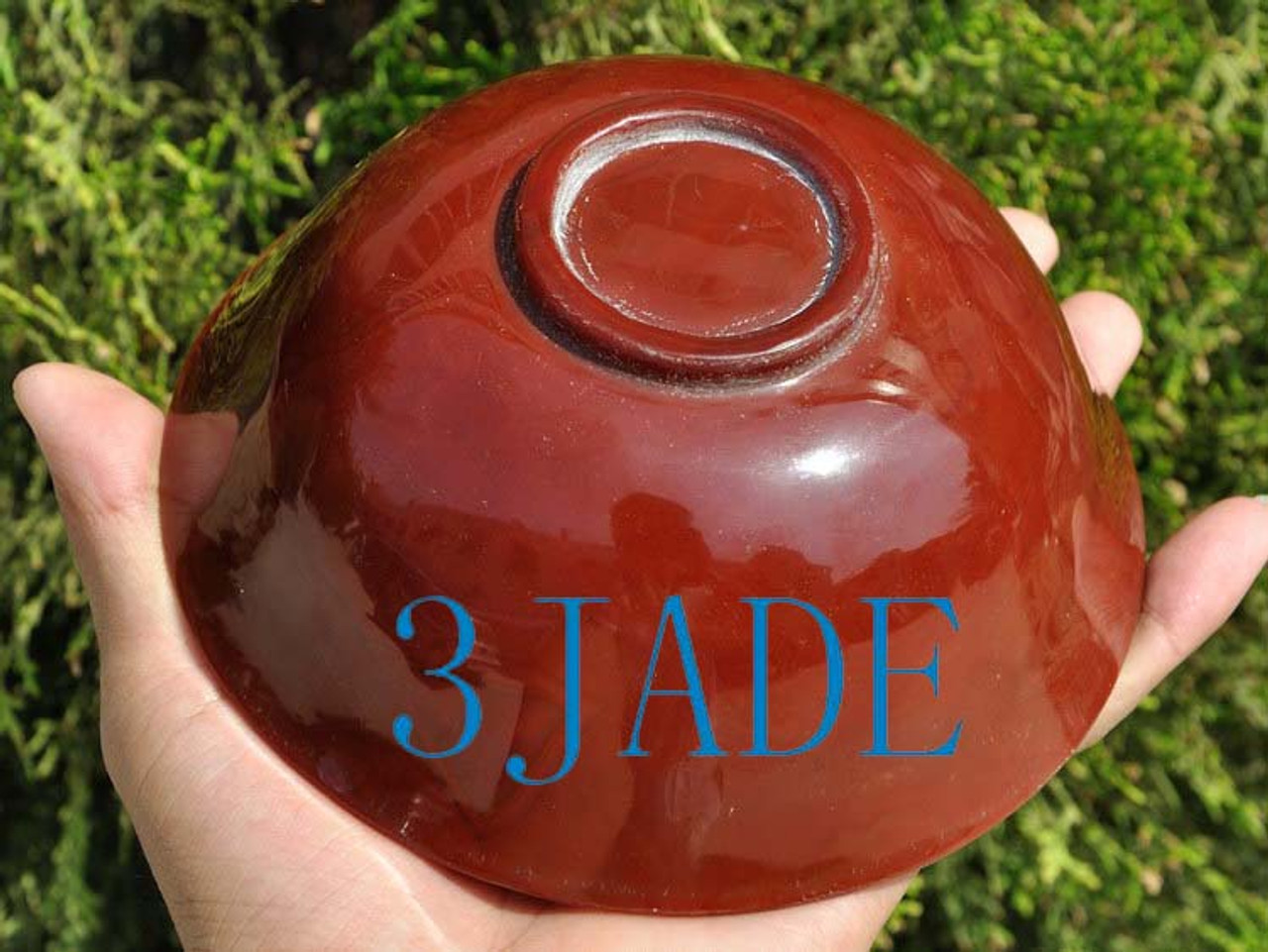 5 3/4" Hand Carved Carnelian / Red Agate Bowl -N013192