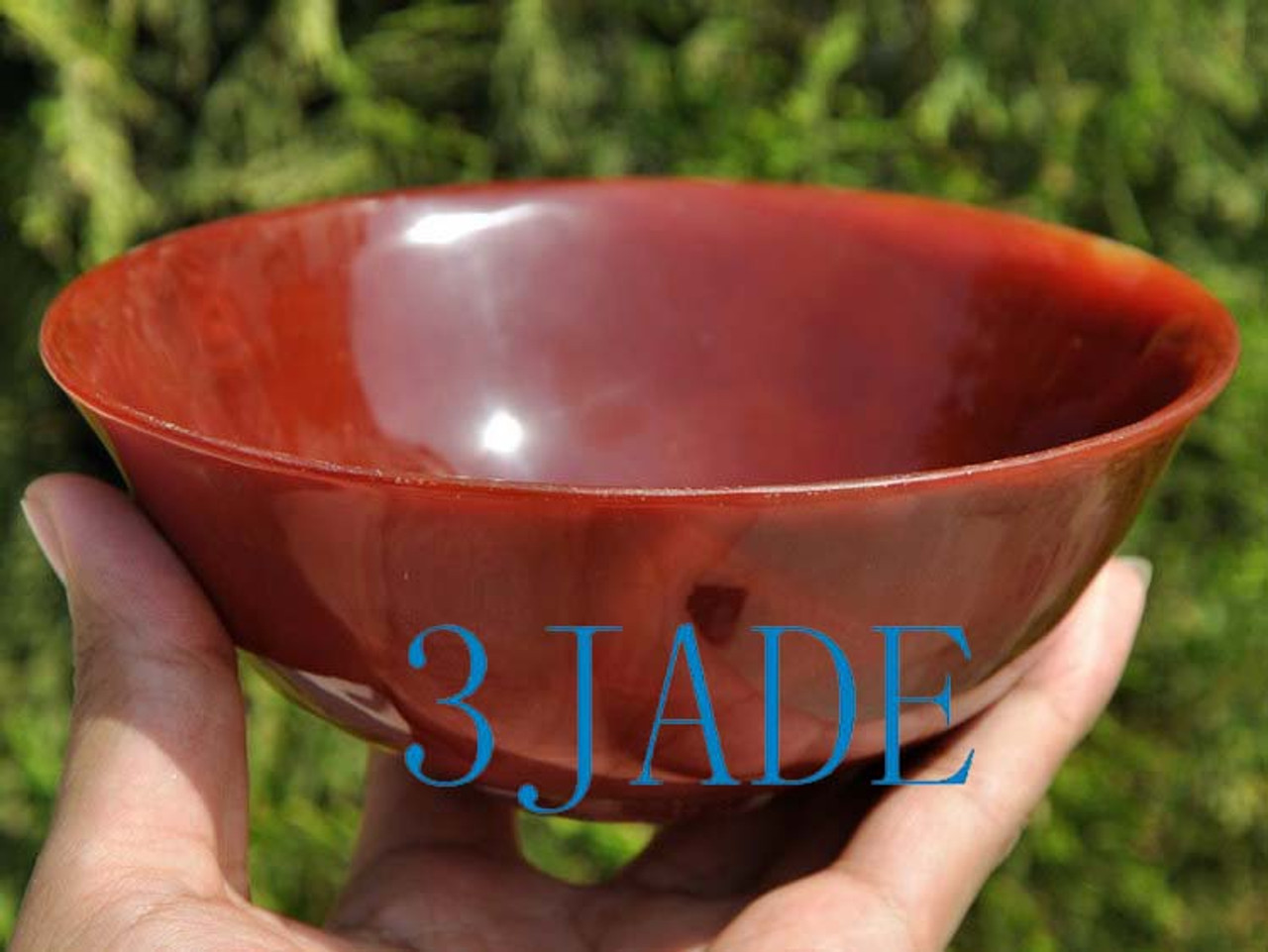 5 3/4" Hand Carved Carnelian / Red Agate Bowl -N013192