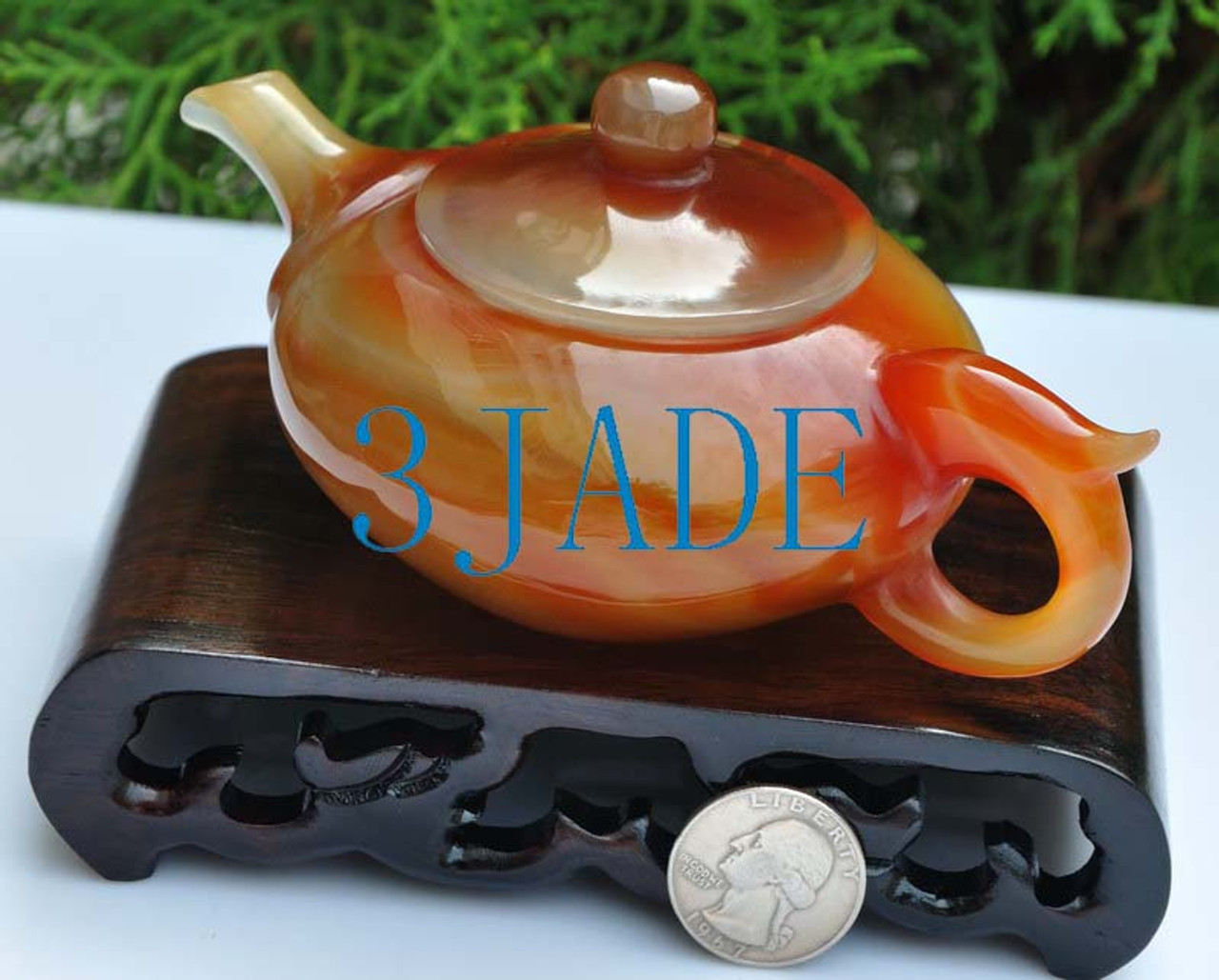 Red Agate Teapot Statue