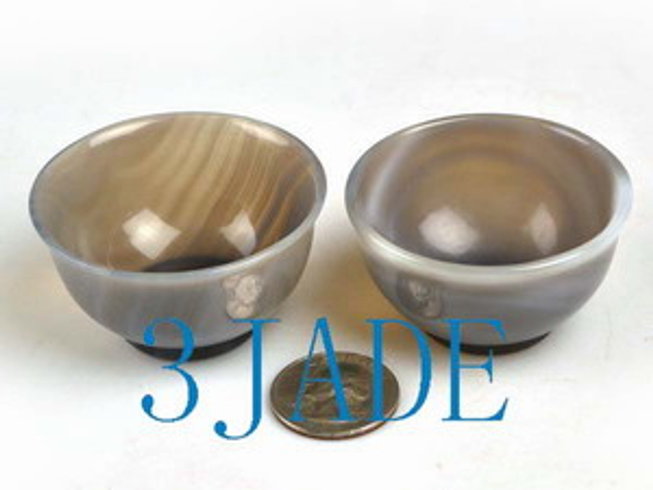 2pcs 2" Hand Carved Natural Sardonyx / Agate / Chalcedony Stone Bowls / Cups