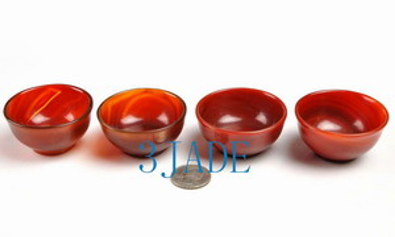 4PCS Hand Carved Carnelian / Red Agate Cups / Bowls N013153