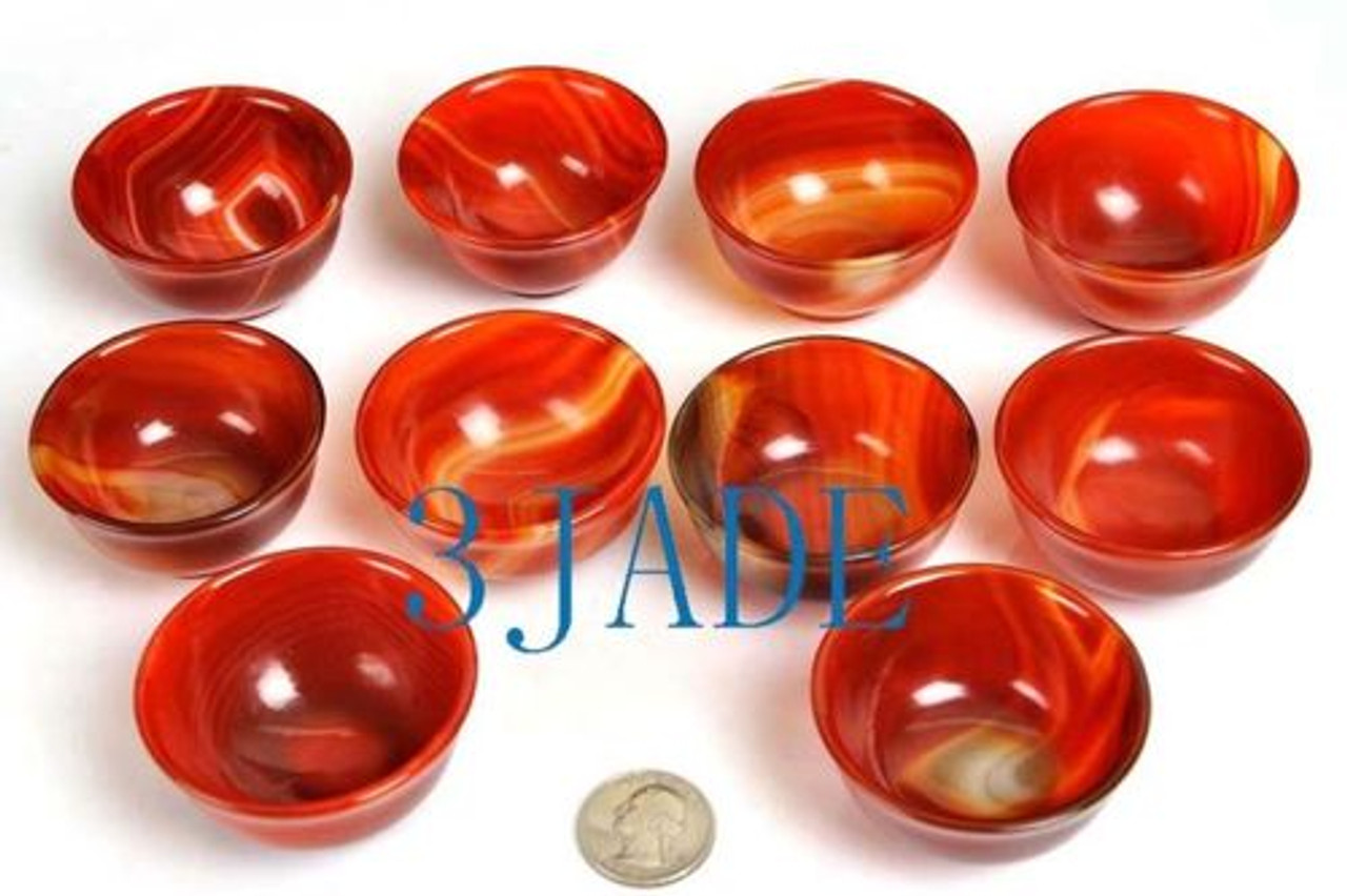 10PCS  Hand Carved Carnelian / Red Agate Cups / Bowls