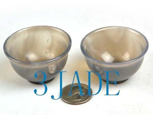 2pcs 2" Hand Carved Natural Sardonyx / Agate / Chalcedony Stone Bowls / Cups N013170
