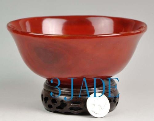 Hand Carved Red Agate / Carnelian Bowl / Carving / Stone Bowl Statue