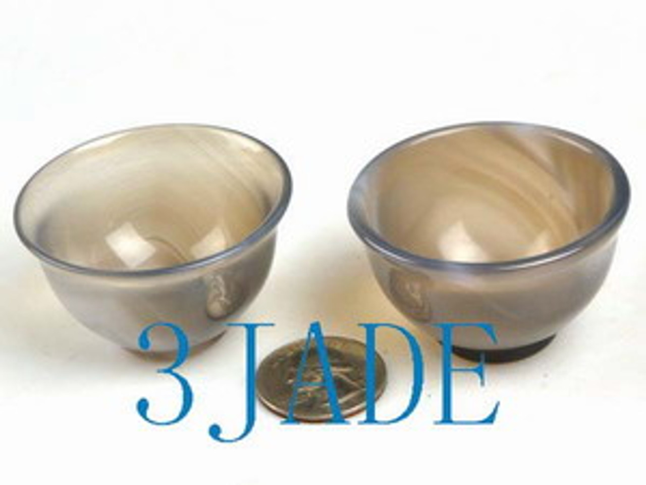 2pcs 2" Hand Carved Natural Sardonyx / Agate / Chalcedony Stone Bowls / Cups N013171