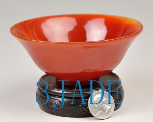 4 1/2" Hand Carved Carnelian / Red Agate Bowl N013189
