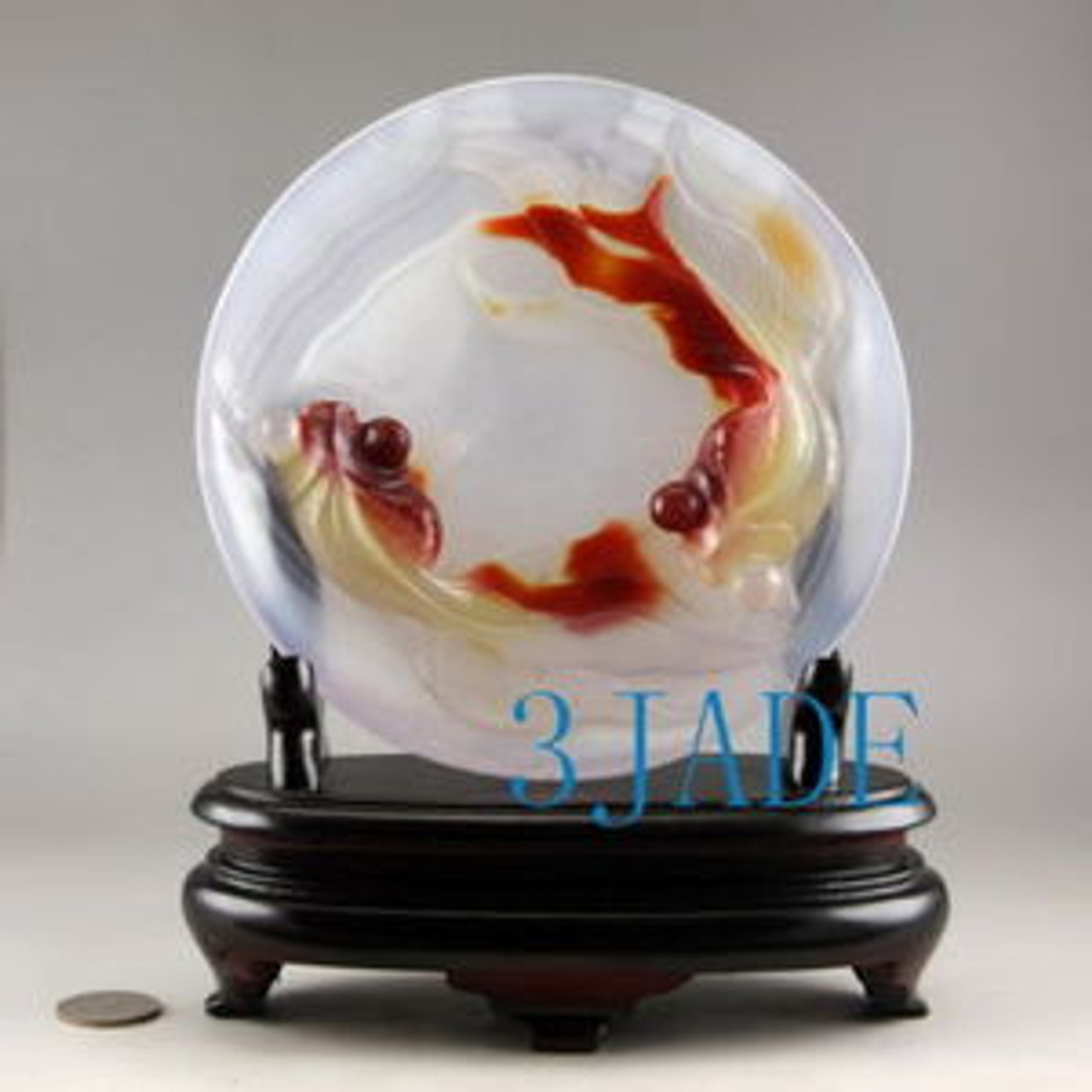 Red Carnelian / Agate Carving / Sculpture: Fish Plate