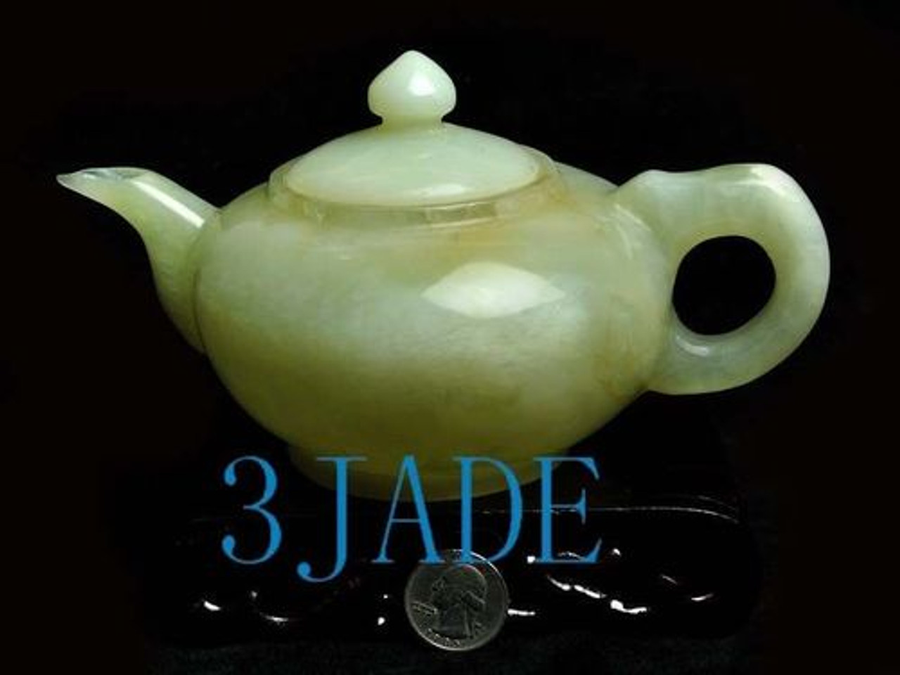 7" Natural Xiu Yu / Xiu Jade / Serpentine Stone Tea Pot Carving / Sculpture