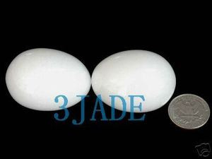 Pair of  Natural White Marble Eggs / Balls / Spheres