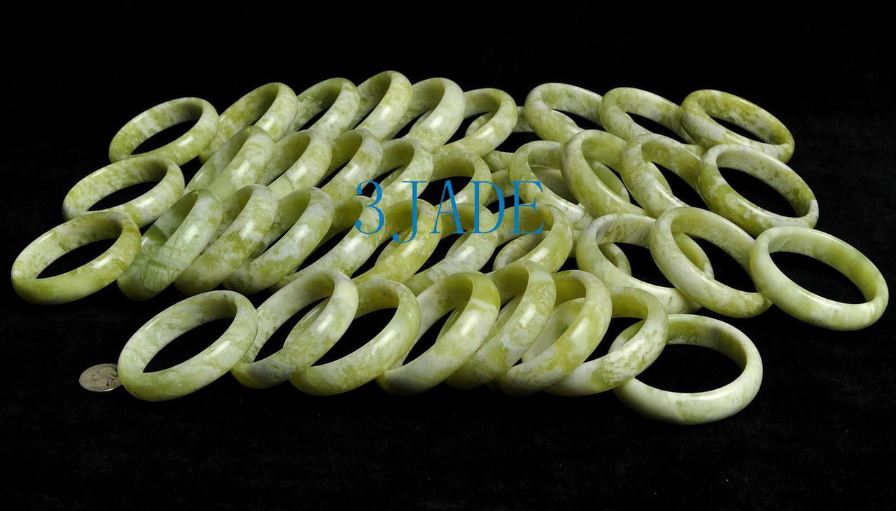 59mm Natural Cloudy Xiu Jade / Serpentine Bangle Bracelet -C005006