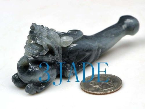 Hand Carved Natural Hetian Nephrite Jade Cigarette Holder, w/ Certificate