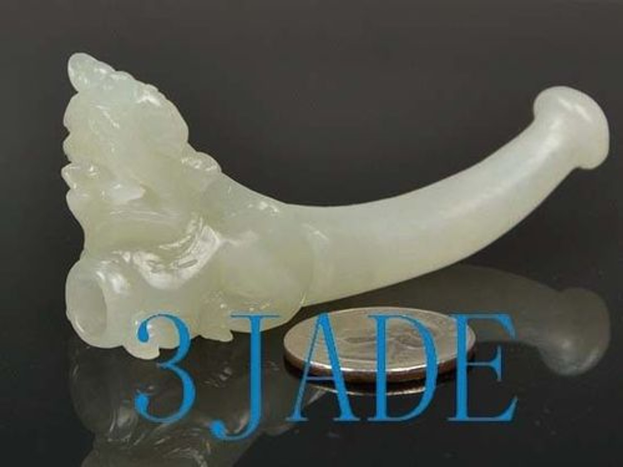 Hand Carved Natural Hetian Nephrite Jade Cigarette Holder, w/ Certificate Z025021