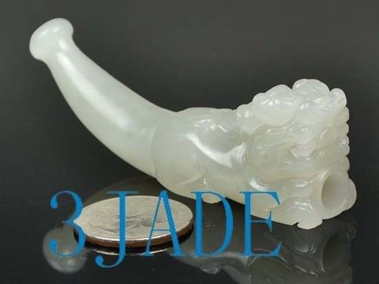 Hand Carved Natural Hetian Nephrite Jade Cigarette Holder-Z025022