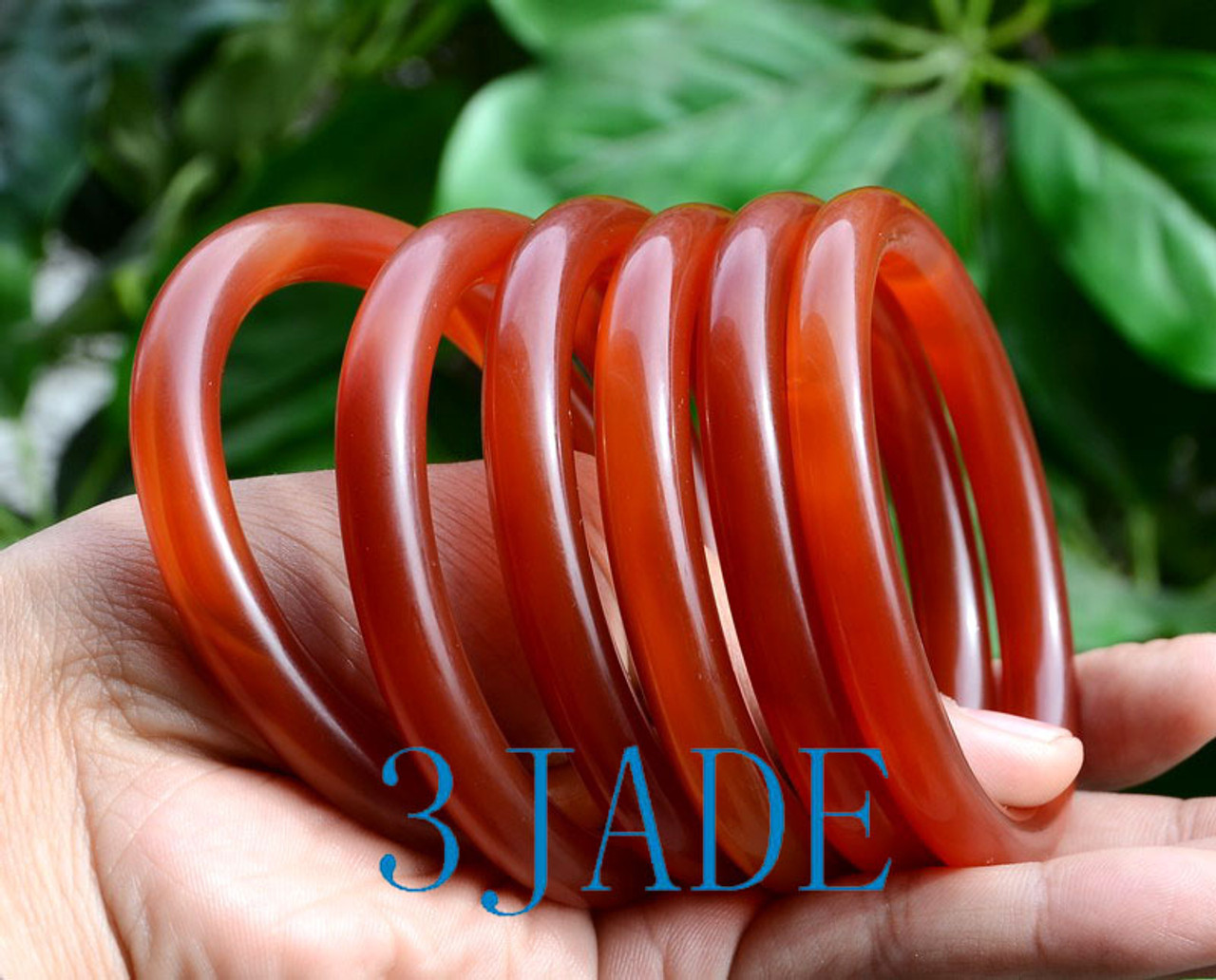 62-64 mm Red Agate / Carnelian Round Bangle Bracelet