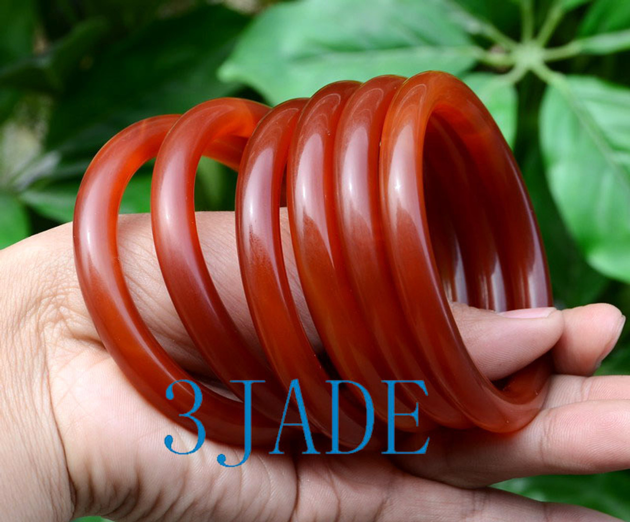 62-64 mm Red Agate / Carnelian Round Bangle Bracelet