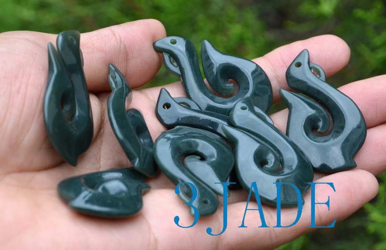 Natural Nephrite Jade Maori Fish Hook Hei Matau Pendant / Necklace - 3JADE  wholesale of jade carvings, jewelry, collectables, prayer beads