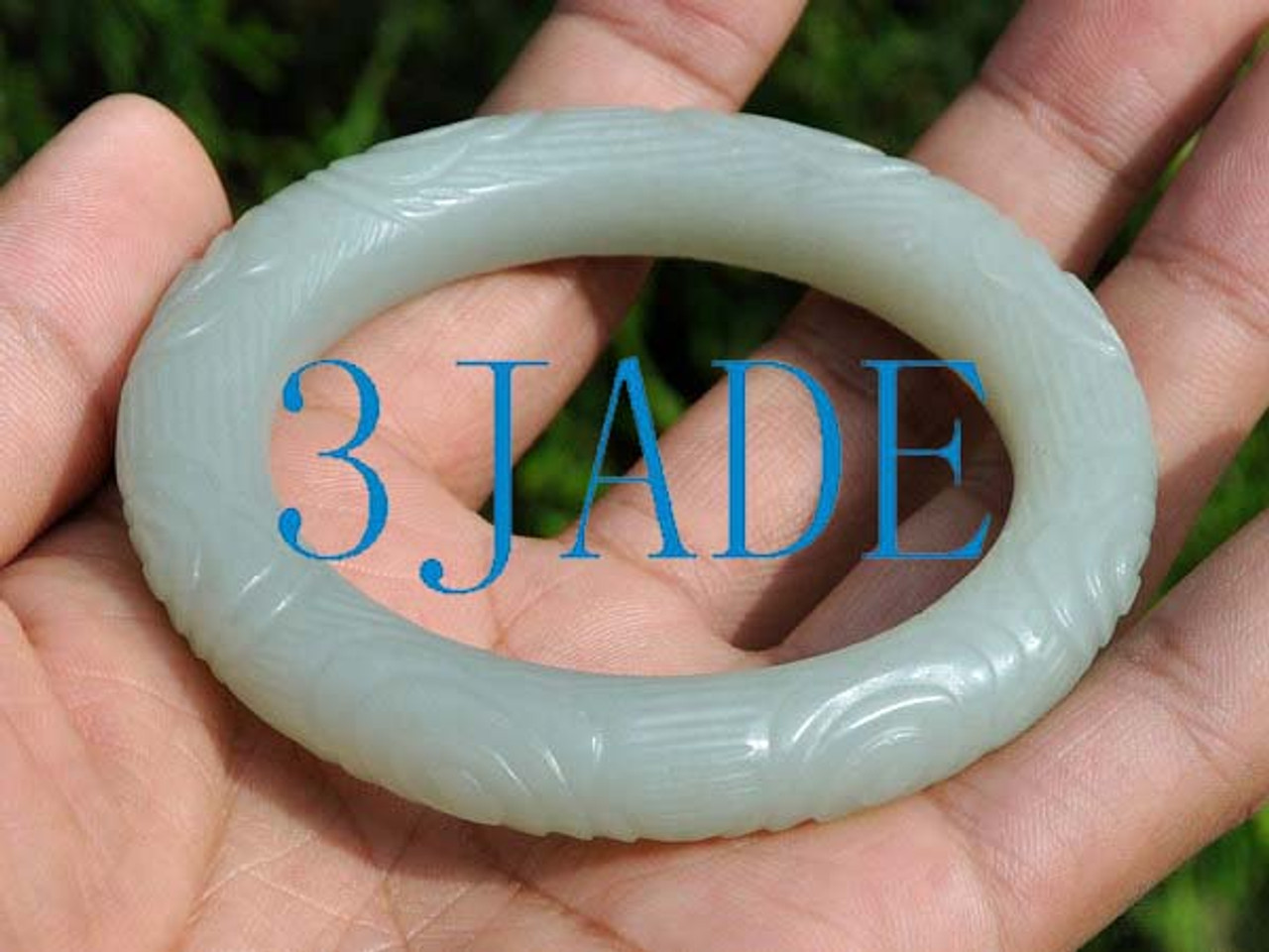 54mm jade bangle, Hetian jade bangle, carved jade bangle, nephrite jade bangle, jade bangle, white jade bangle, Hetian jade, A grade jade, certified jade, 54mm bangle, small size bangle, fine jade, jade jewelry