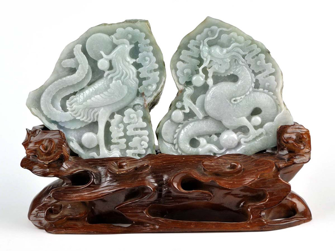 jade dragon phoenix Sculpture