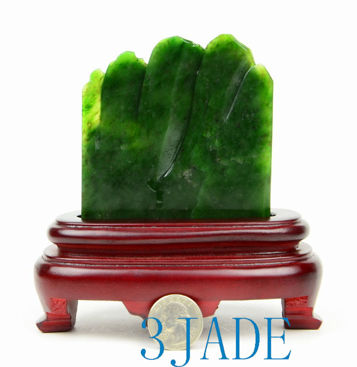 Natural Green Nephrite Jade Carving Sculpture: Reclusive Life Statue -J026186