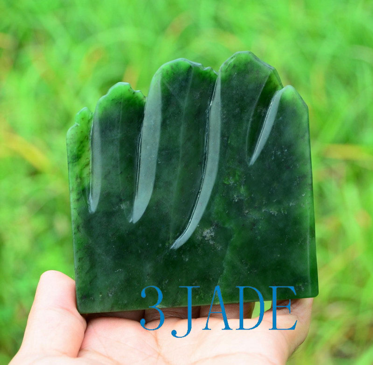 Natural Green Nephrite Jade Carving Sculpture: Reclusive Life Statue -J026186