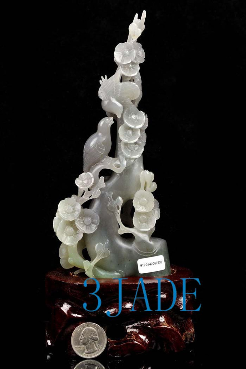 jade bird flower statue