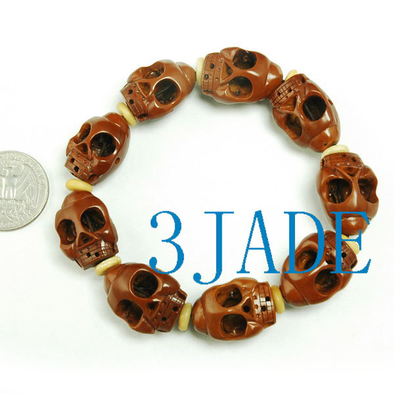 Skull Mala Bracelet: Made of Real Tibetan Deer Atler - Mantrapiece.com